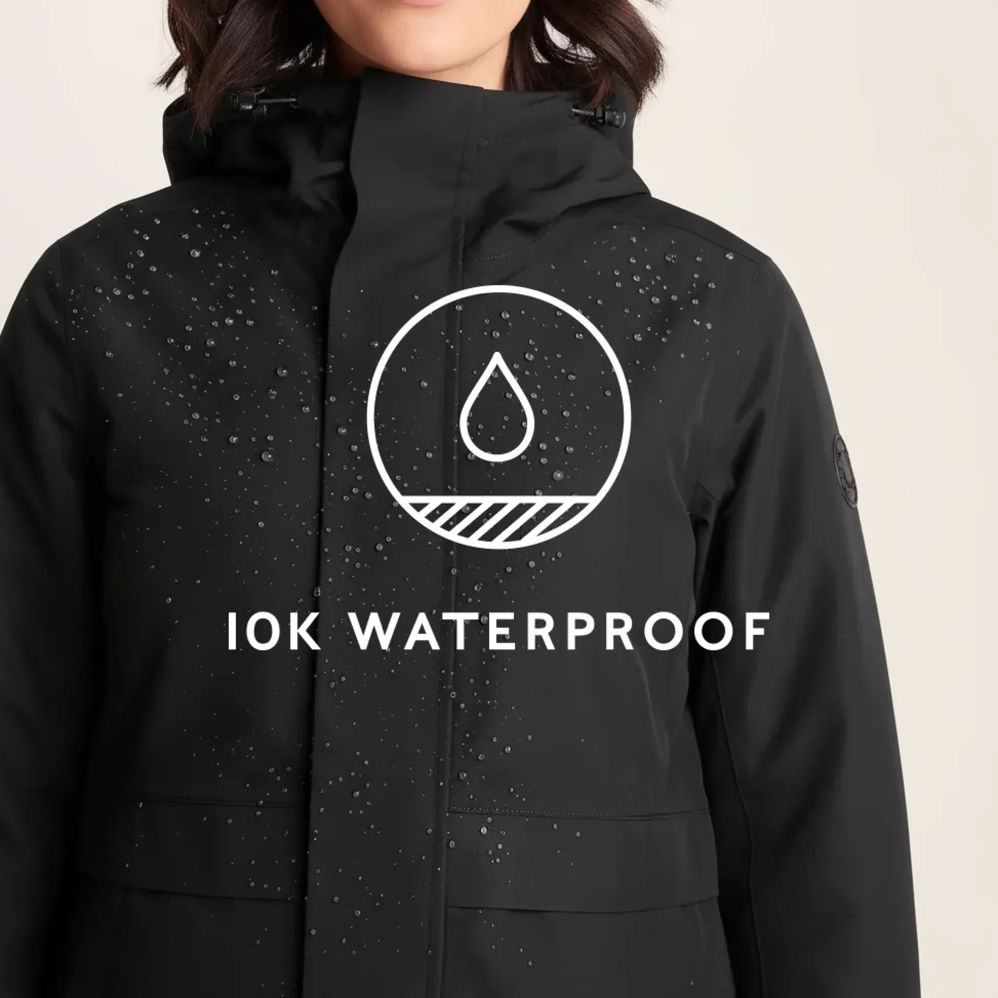 Saunter Womens Long Waterproof Jacket - Black