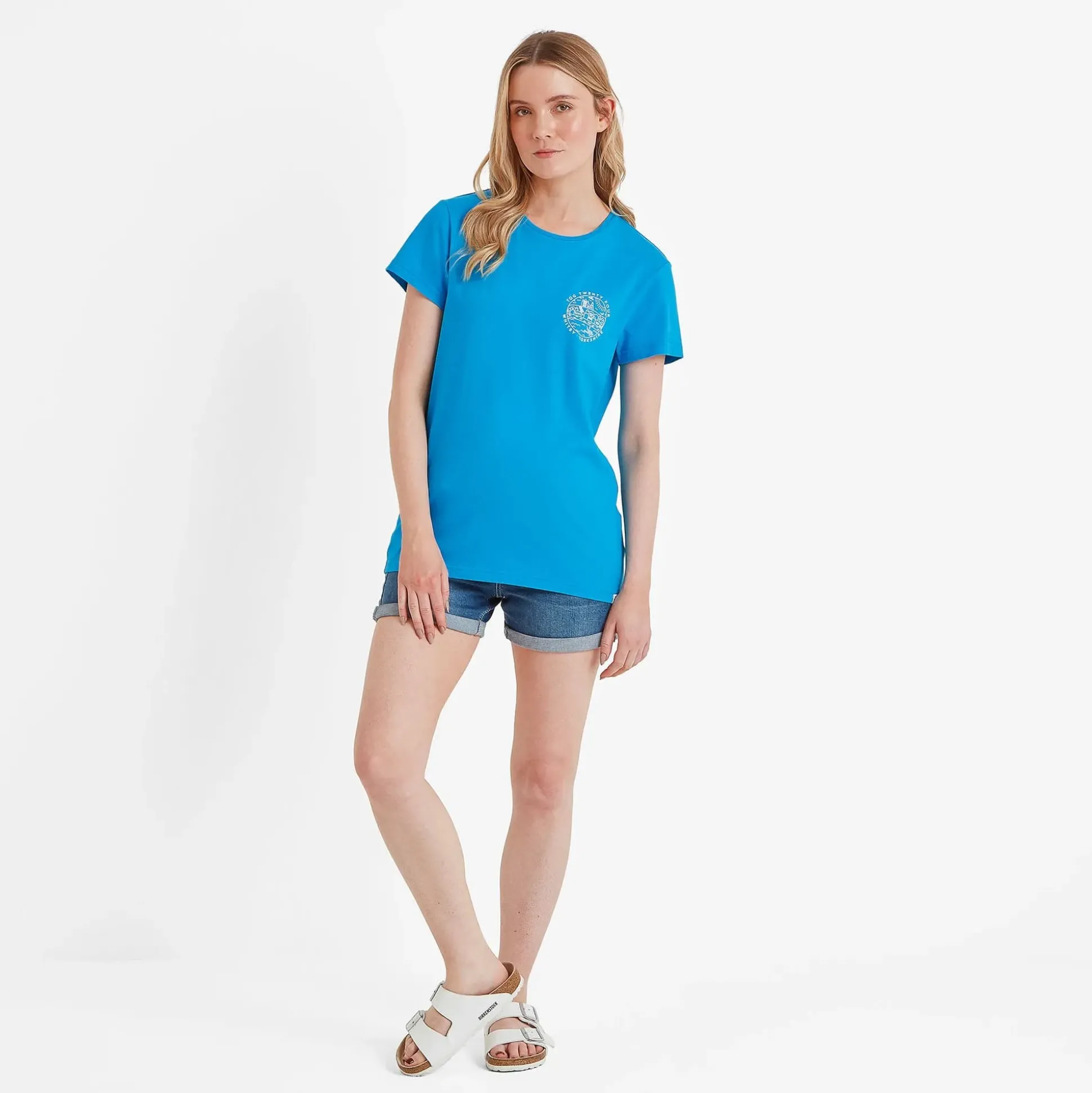 Seaside Womens 100% Cotton T-Shirt - Azure Blue