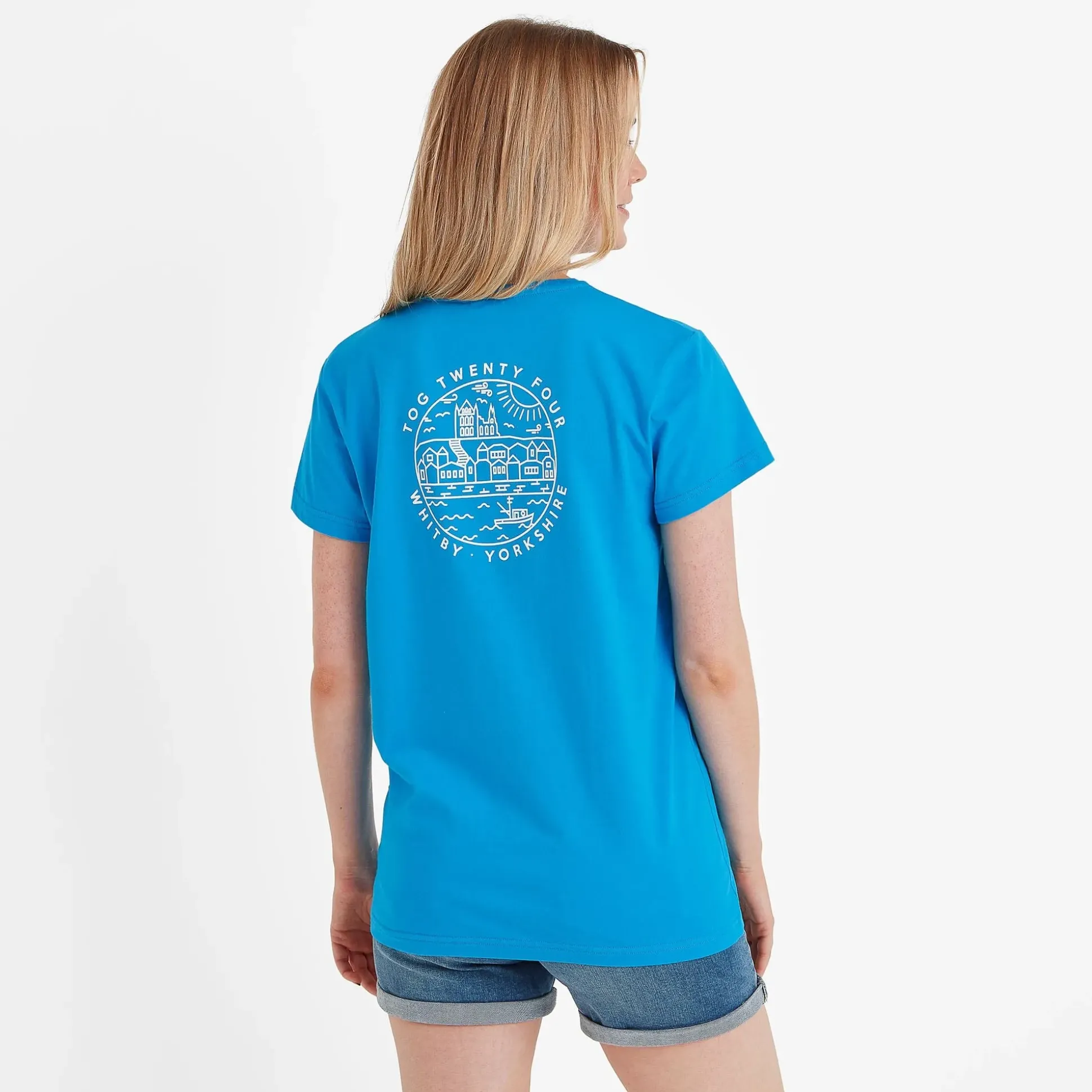 Seaside Womens 100% Cotton T-Shirt - Azure Blue