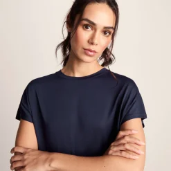 Skyla Womens Short Sleeve Performance Top - Oxford Blue