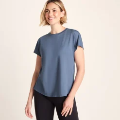 Skyla Womens Short Sleeve Performance Top - Smokey Blue