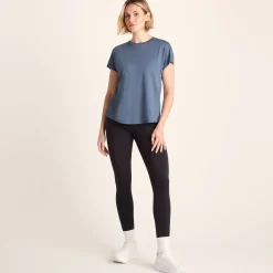 Skyla Womens Short Sleeve Performance Top - Smokey Blue