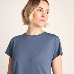Skyla Womens Short Sleeve Performance Top - Smokey Blue