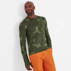Snowdon Mens Thermal Crew Neck Base Layer - Khaki Pixelated Camo