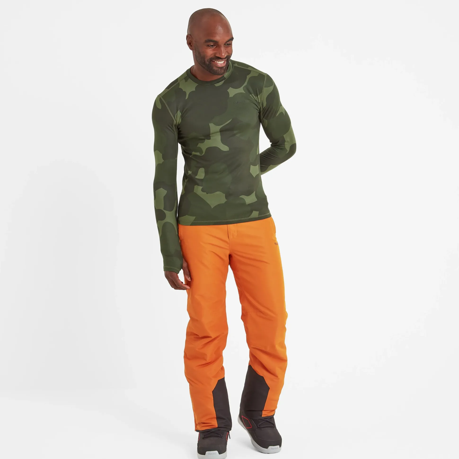 Snowdon Mens Thermal Crew Neck Base Layer - Khaki Pixelated Camo