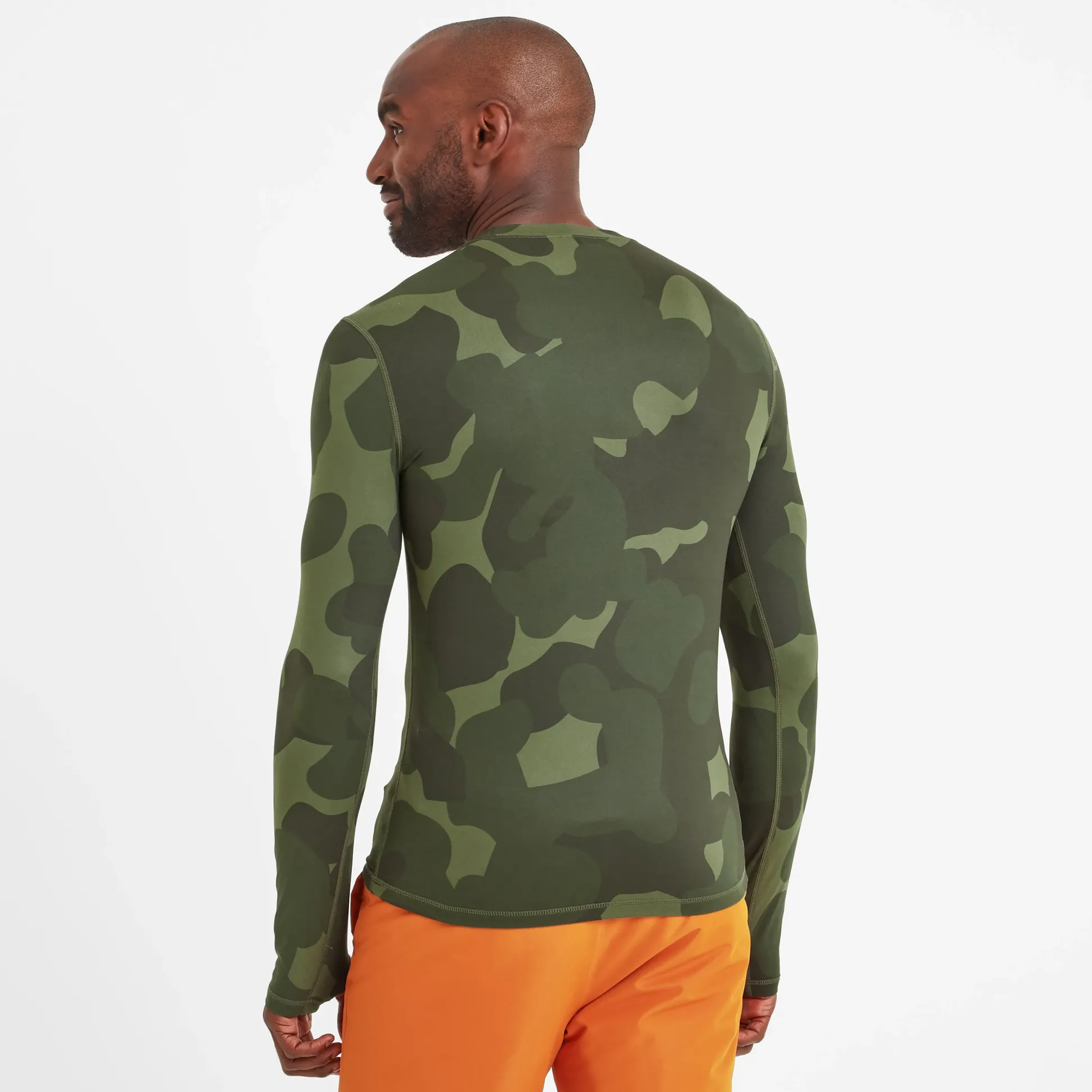 Snowdon Mens Thermal Crew Neck Base Layer - Khaki Pixelated Camo