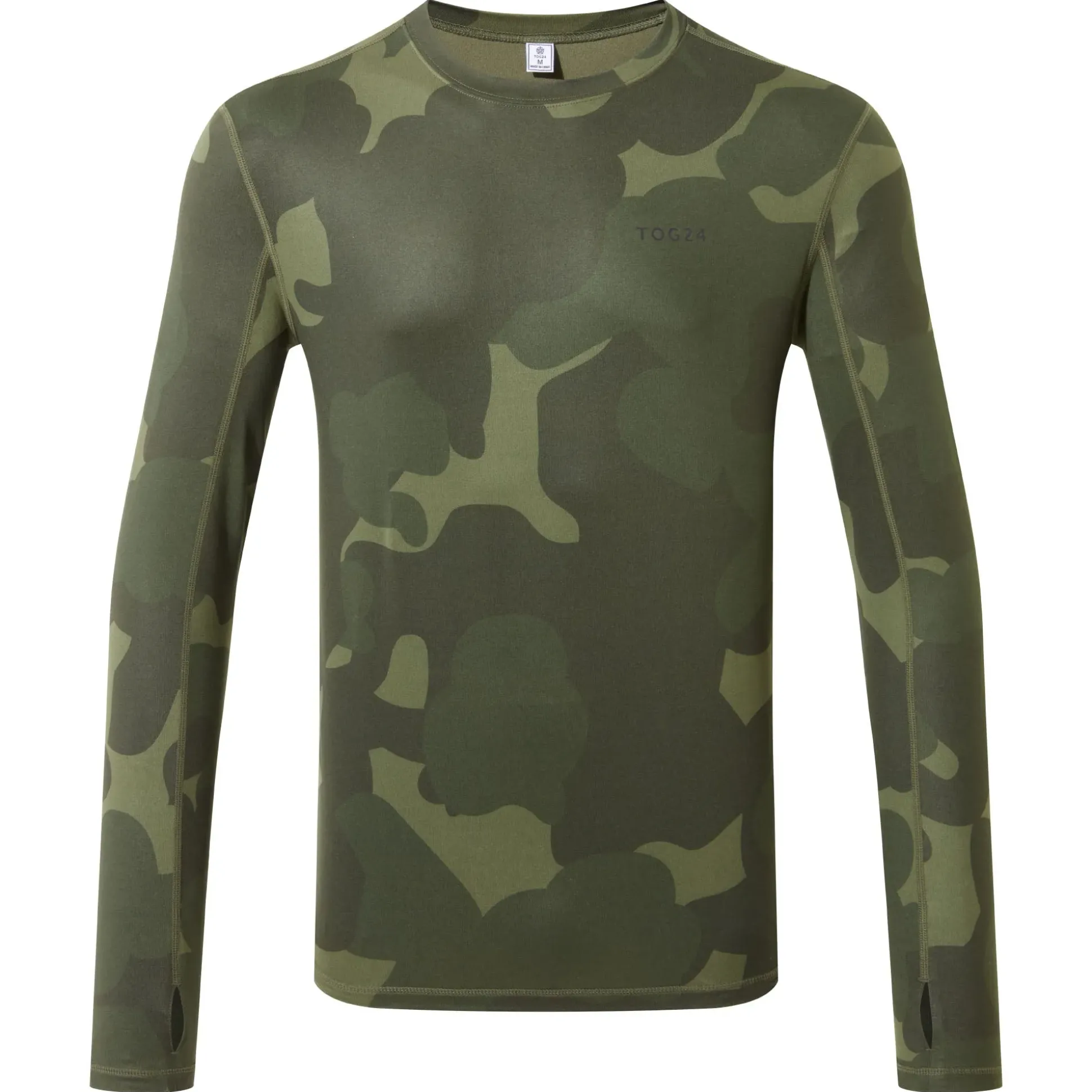 Snowdon Mens Thermal Crew Neck Base Layer - Khaki Pixelated Camo