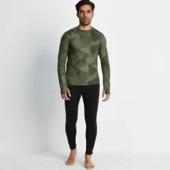 Snowdon Mens Thermal Crew Neck Base Layer - Khaki Camo Print