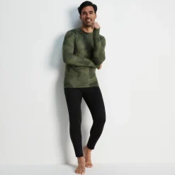 Snowdon Mens Thermal Crew Neck Base Layer - Khaki Camo Print