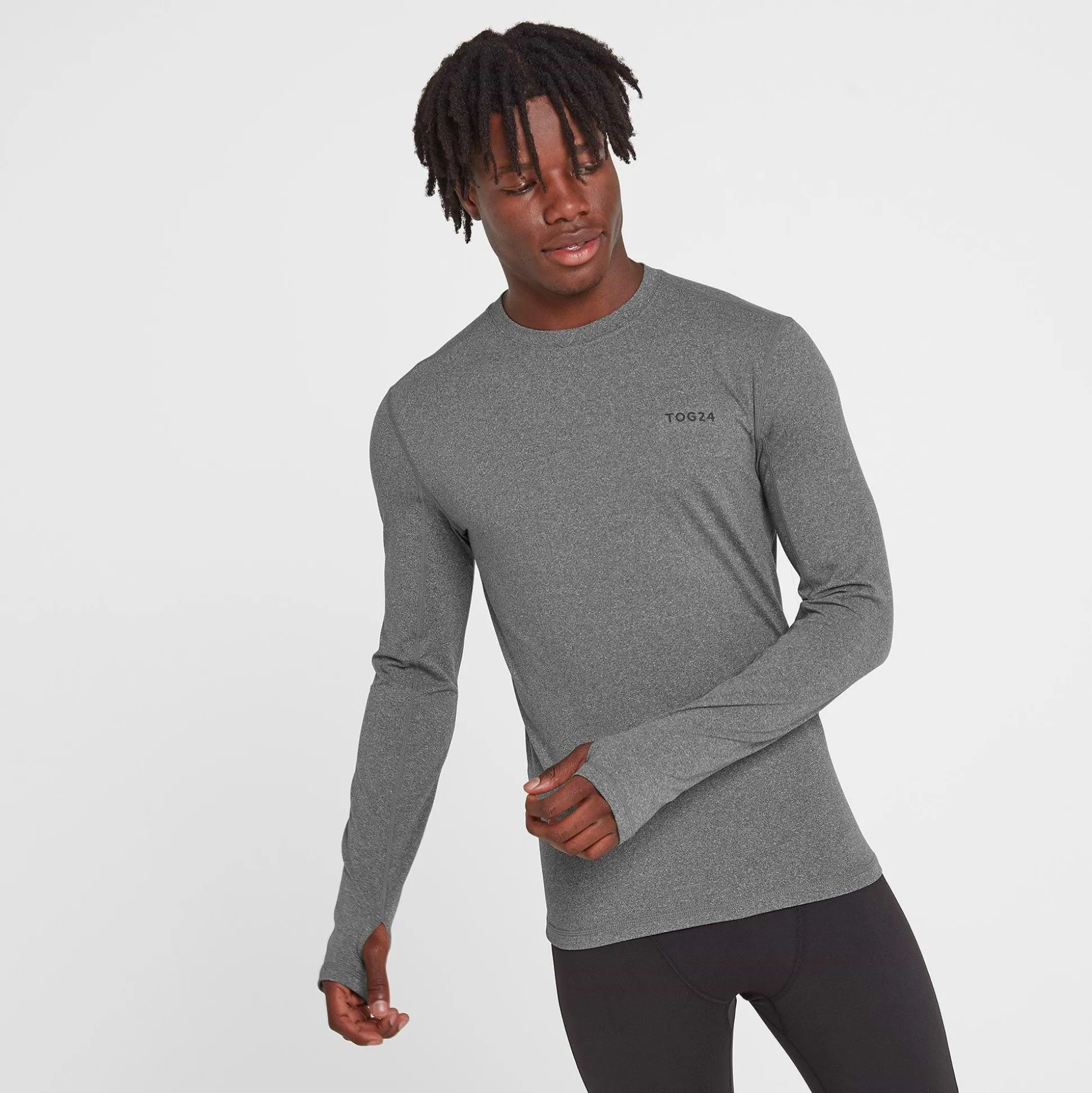 Snowdon Mens Thermal Crew Neck Base Layer - Grey Marl