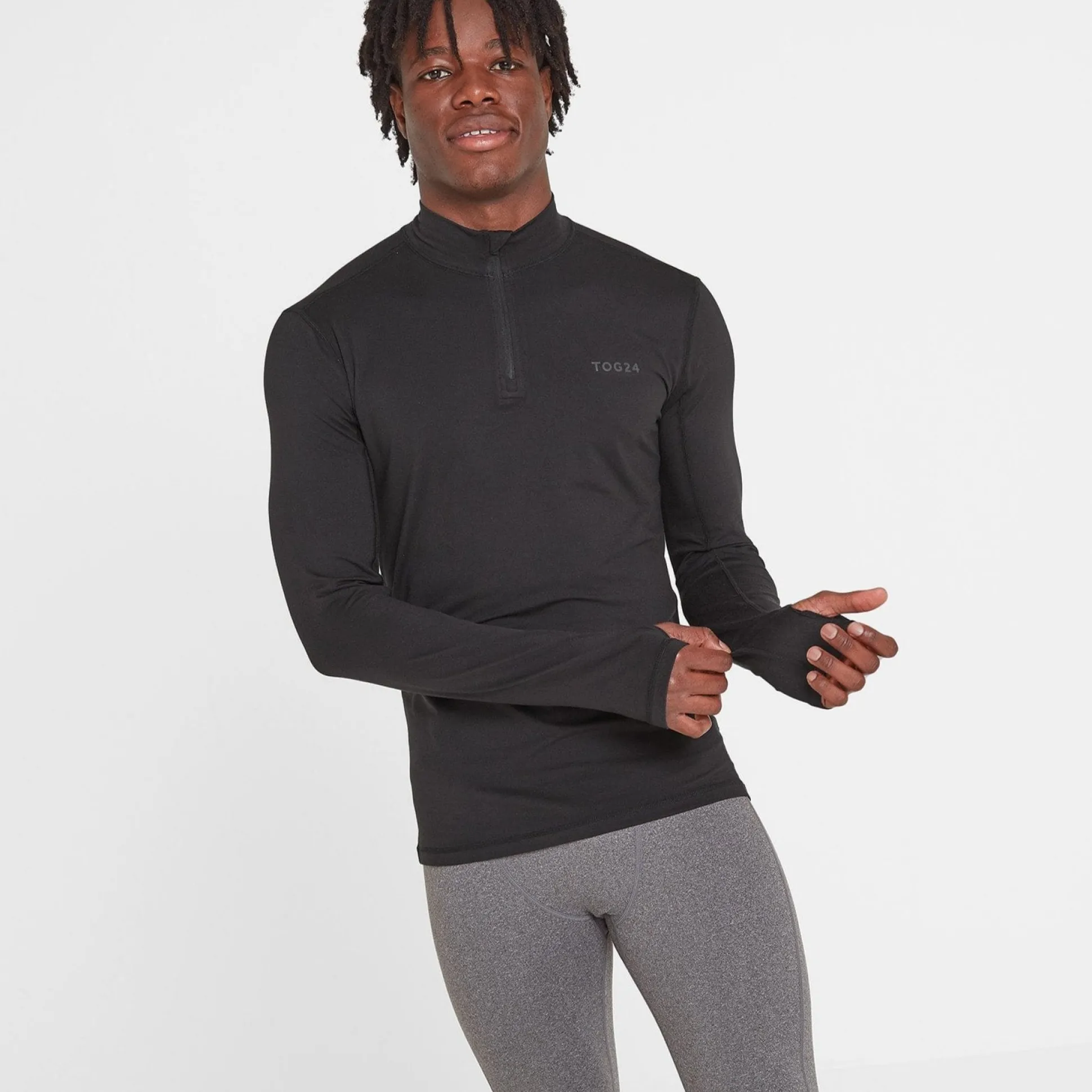 Snowdon Mens Thermal Quarter Zip Base Layer - Black