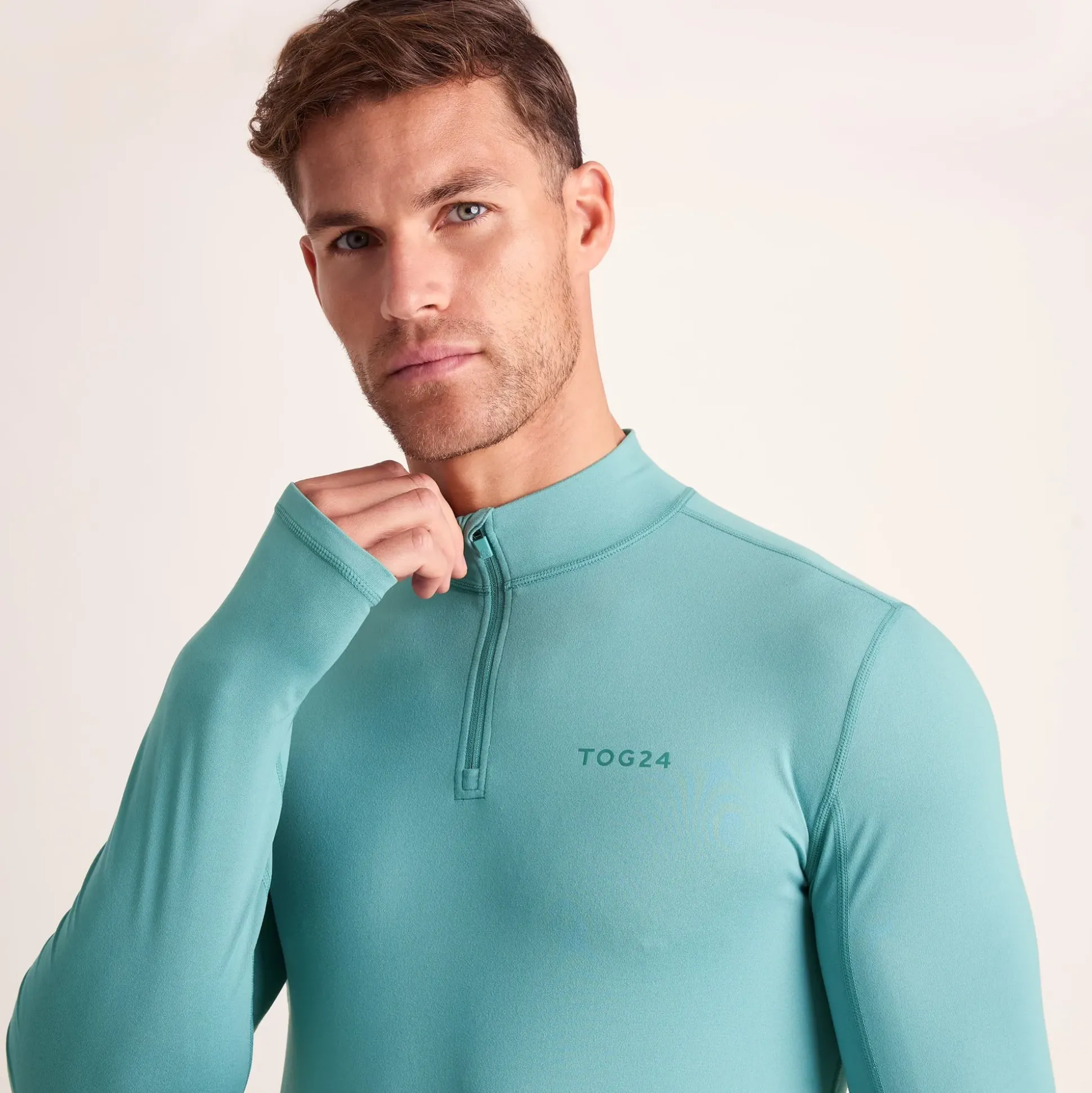 Snowdon Mens Thermal Quarter Zip Base Layer - Steel Teal