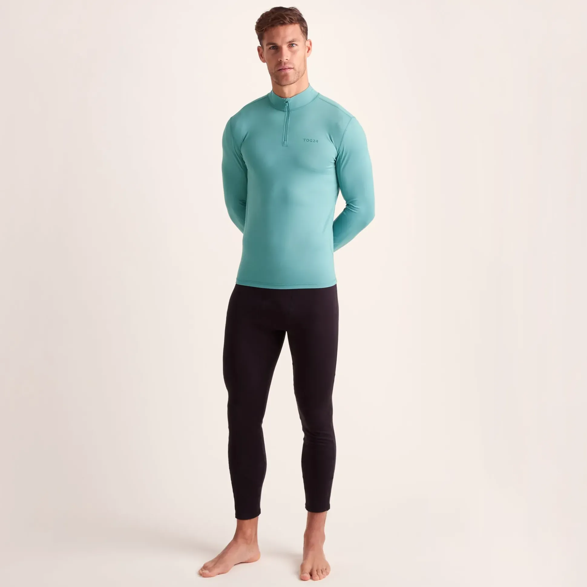Snowdon Mens Thermal Quarter Zip Base Layer - Steel Teal