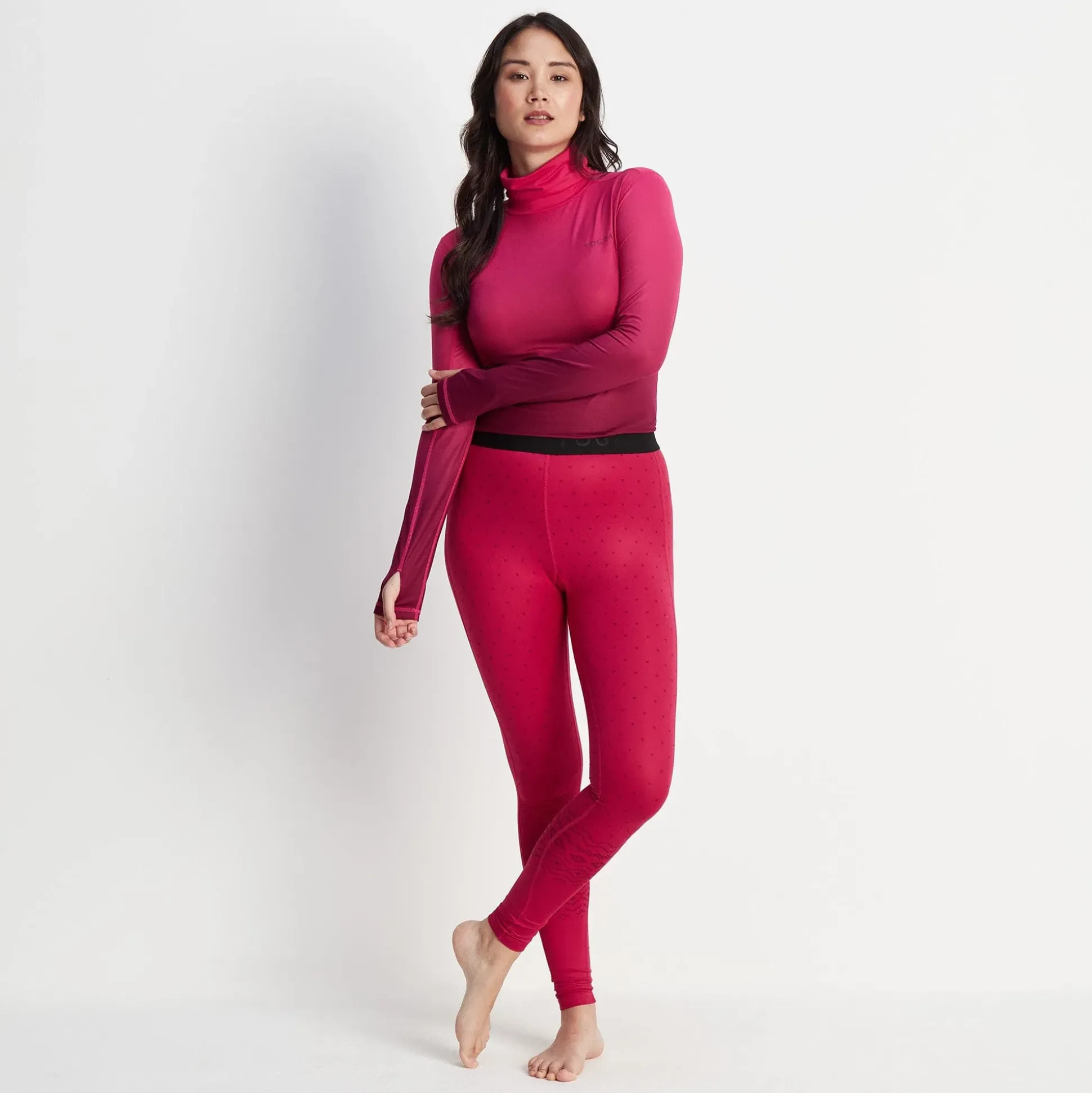 Snowdon Womens Thermal Base Layer Legging - Cerise Fairisle