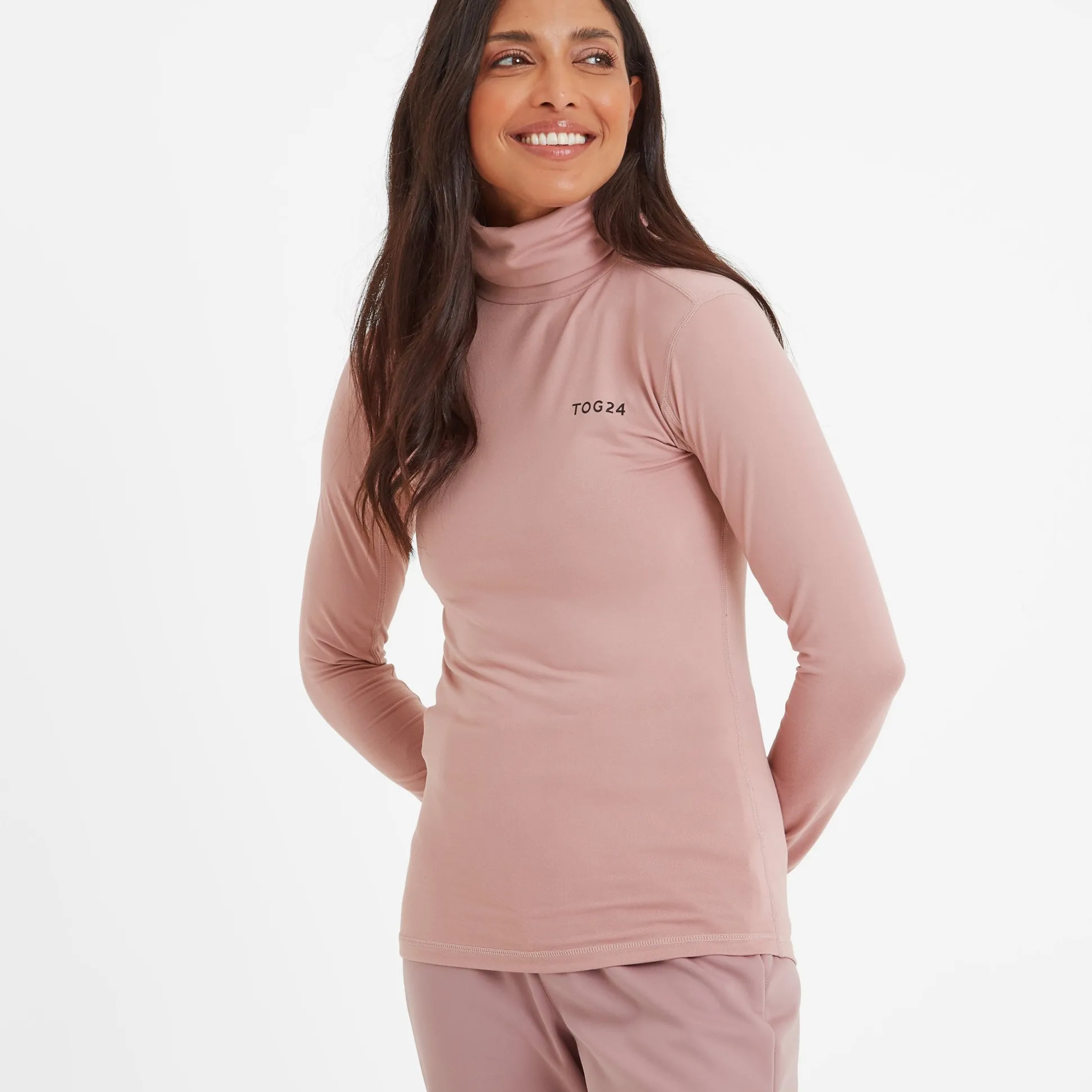 Snowdon Womens Thermal Roll Neck Base Layer - Faded Pink
