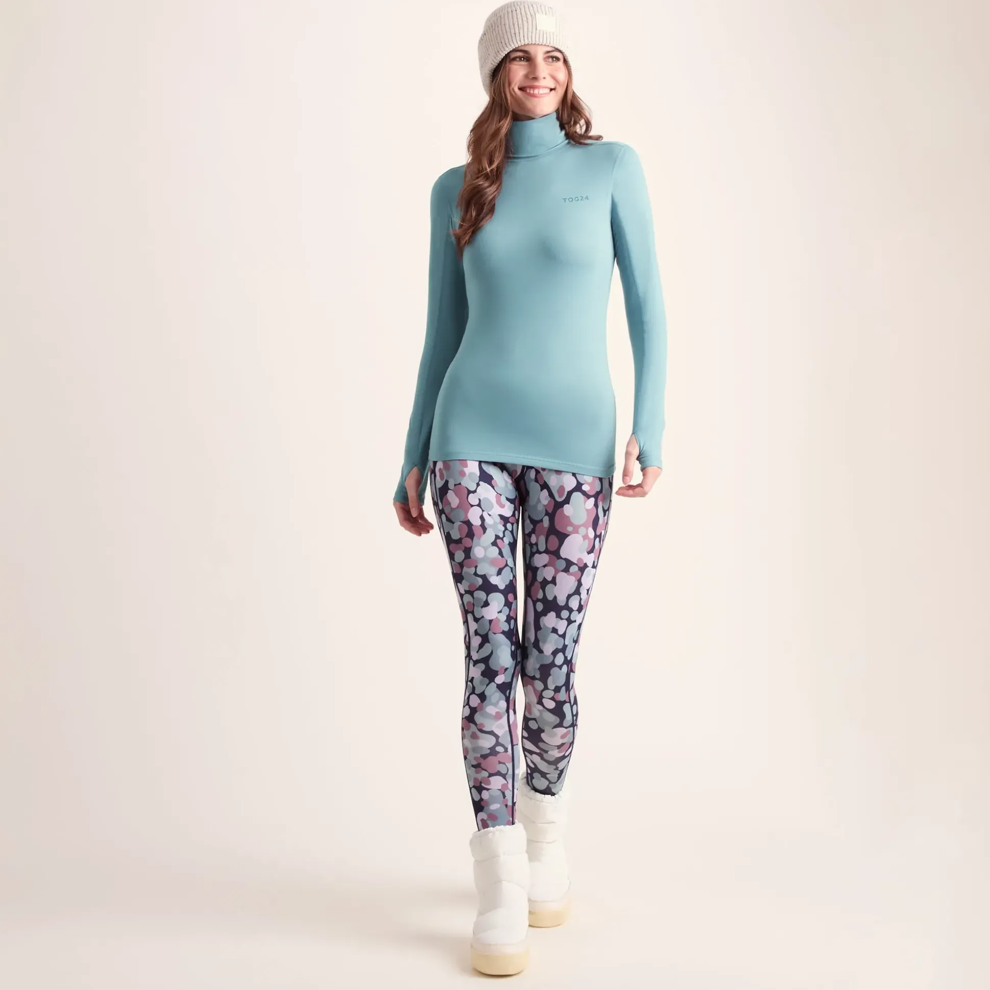 Snowdon Womens Thermal Roll Neck Base Layer - Mist Grey