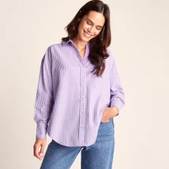 Sofia Womens Long Sleeve Oversized Shirt - Lilac Blossom