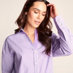 Sofia Womens Long Sleeve Oversized Shirt - Lilac Blossom