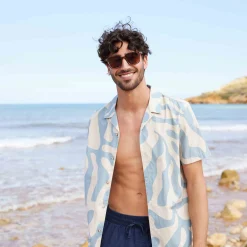 Strichen Mens Short Sleeve 100% Cotton Supersoft Shirt - Summer Sky