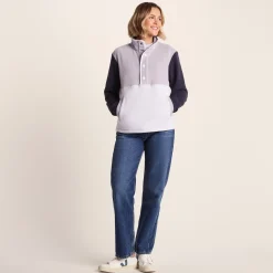 Symes Womens Relaxed Fit 1/2 Neck Microfleece Pullover - Lavender Grey/Oxford Blue