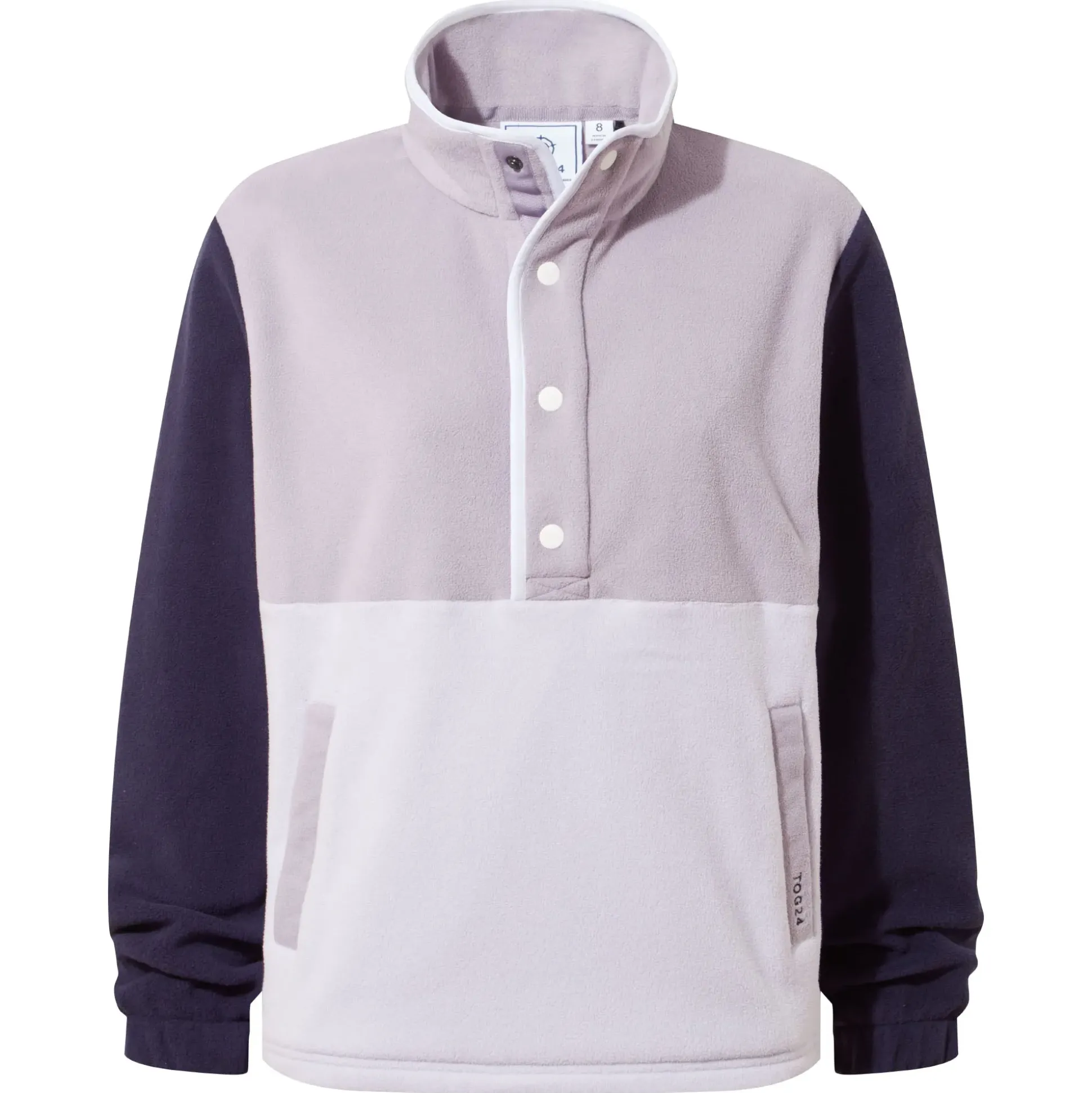 Symes Womens Relaxed Fit 1/2 Neck Microfleece Pullover - Lavender Grey/Oxford Blue