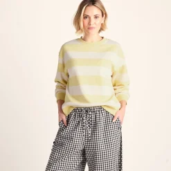 Tara Womens Relaxed Fit Supersoft Sweat - Butter Yellow Stripe