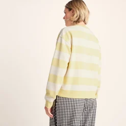 Tara Womens Relaxed Fit Supersoft Sweat - Butter Yellow Stripe