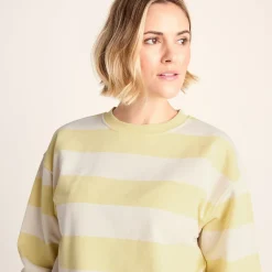 Tara Womens Relaxed Fit Supersoft Sweat - Butter Yellow Stripe