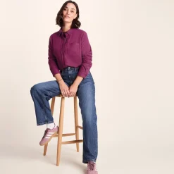 Teiga Womens Long Sleeve Cotton Flannel Shirt - Washed Burgundy