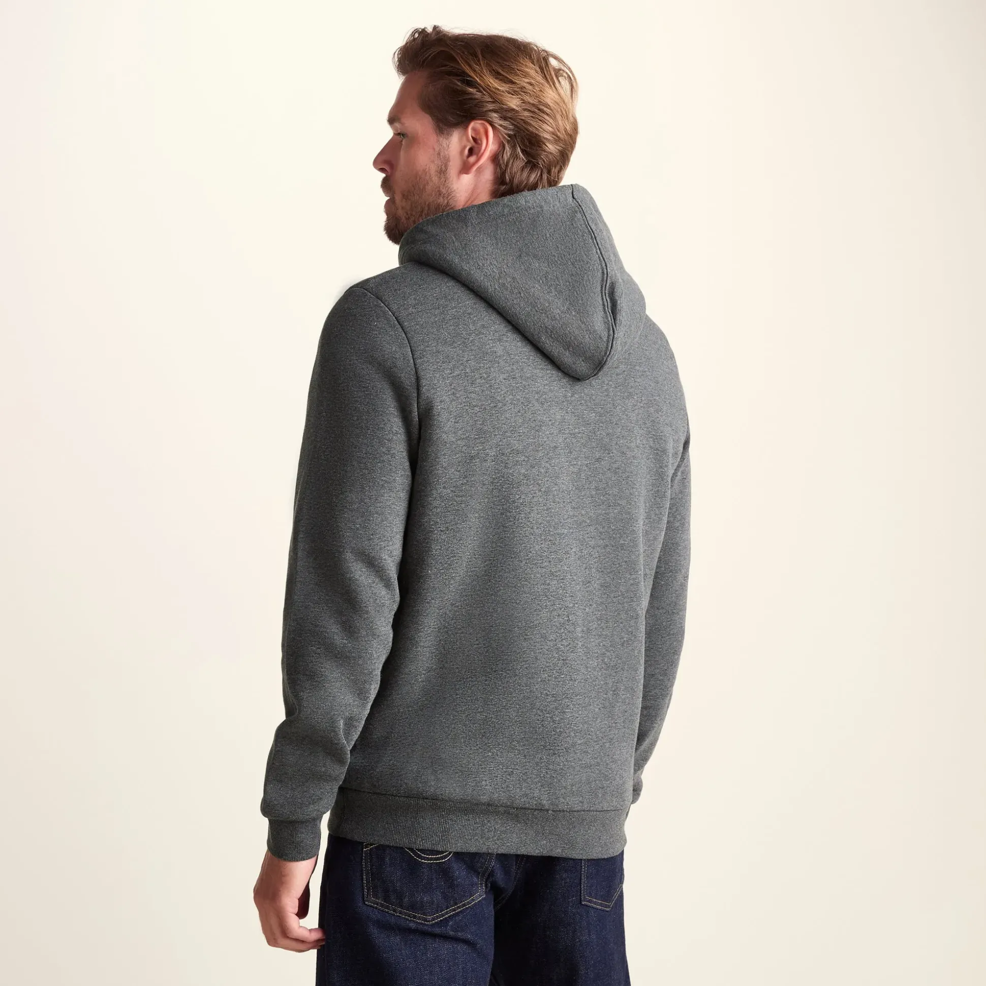 Timble Mens Sherpa Fleece Lined Hoody - Dark Grey Marl