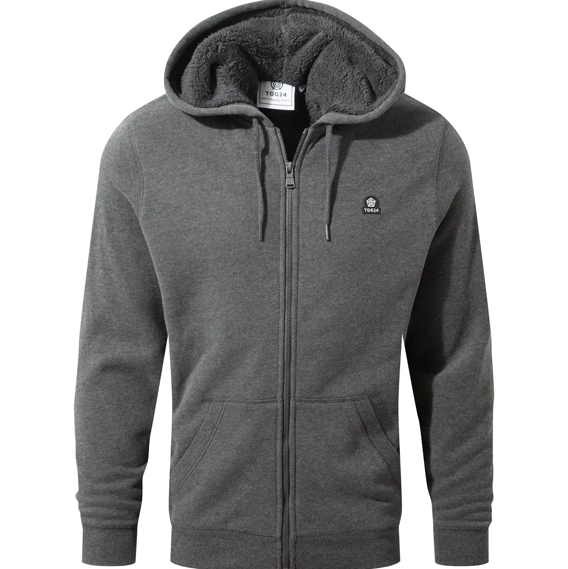 Timble Mens Sherpa Fleece Lined Hoody - Dark Grey Marl