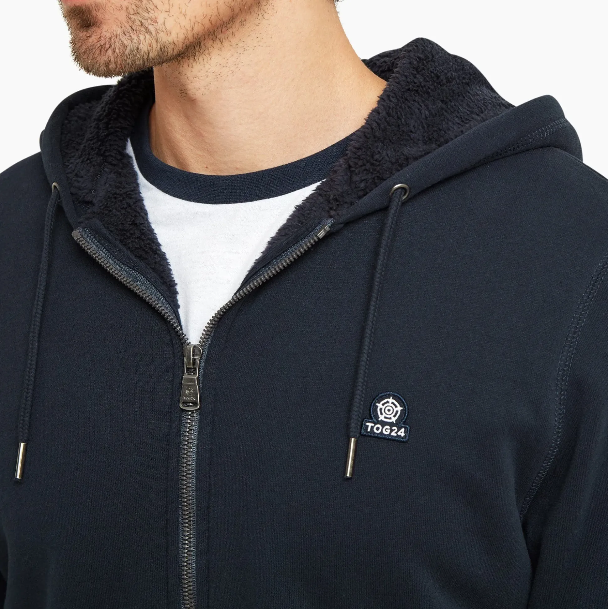 Timble Mens Sherpa Fleece Lined Hoody - Dark Indigo