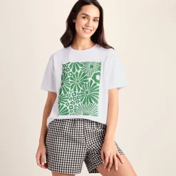 Trissy Womens Premium Supersoft Relaxed Fit T-Shirt - Optic White/Green