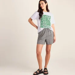 Trissy Womens Premium Supersoft Relaxed Fit T-Shirt - Optic White/Green