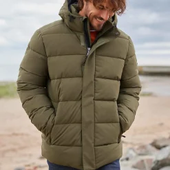 Tunnard Mens Short Shower Resistant Insulated Jacket - Khaki