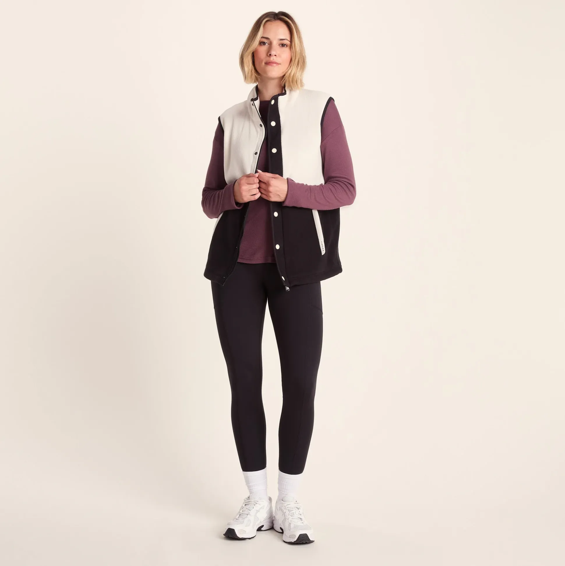 Tunston Womens Relaxed Fit Microfleece Gilet - Vanilla/Black