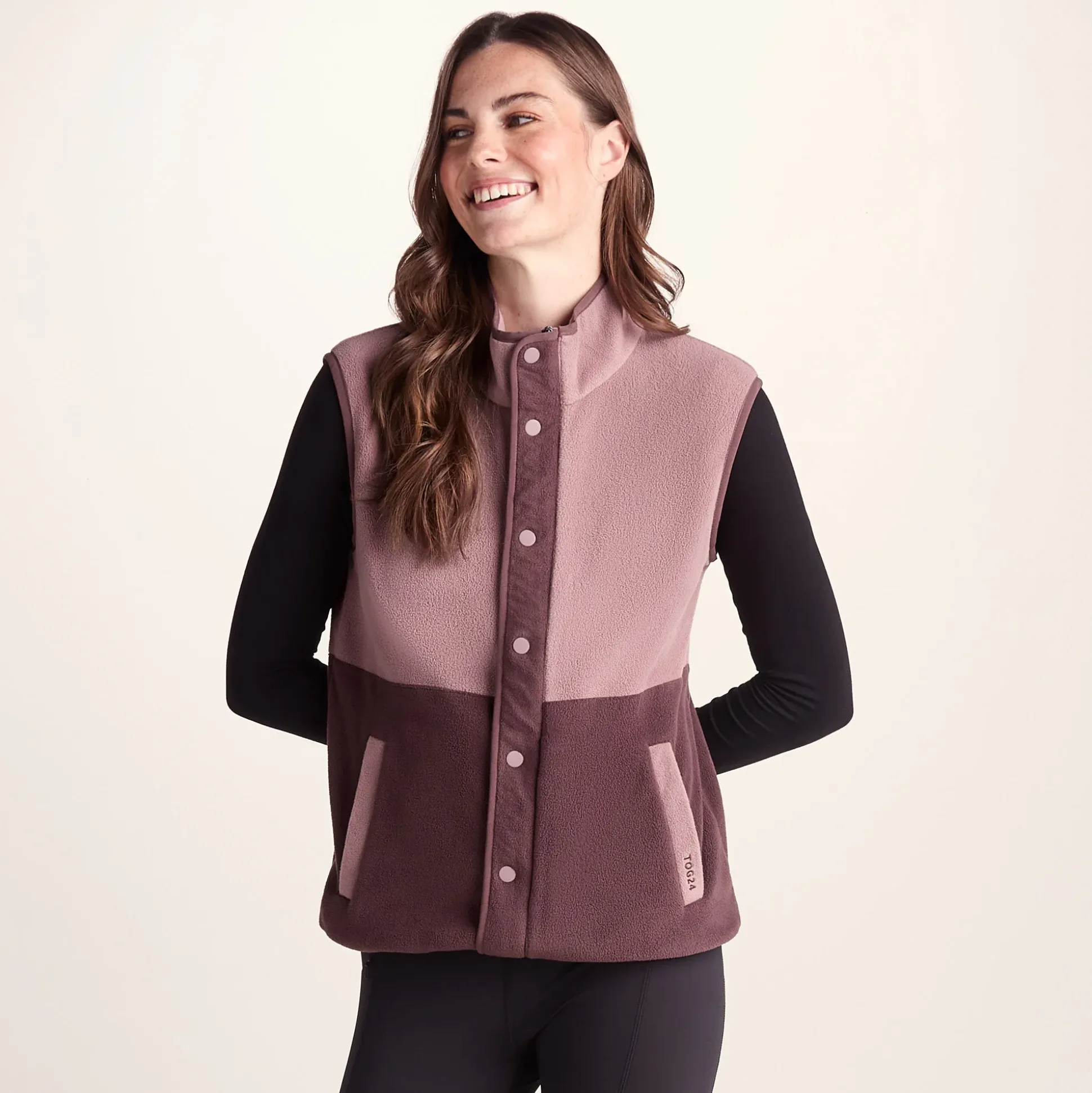Tunston Womens Relaxed Fit Microfleece Gilet - Mauve/Dark Mauve