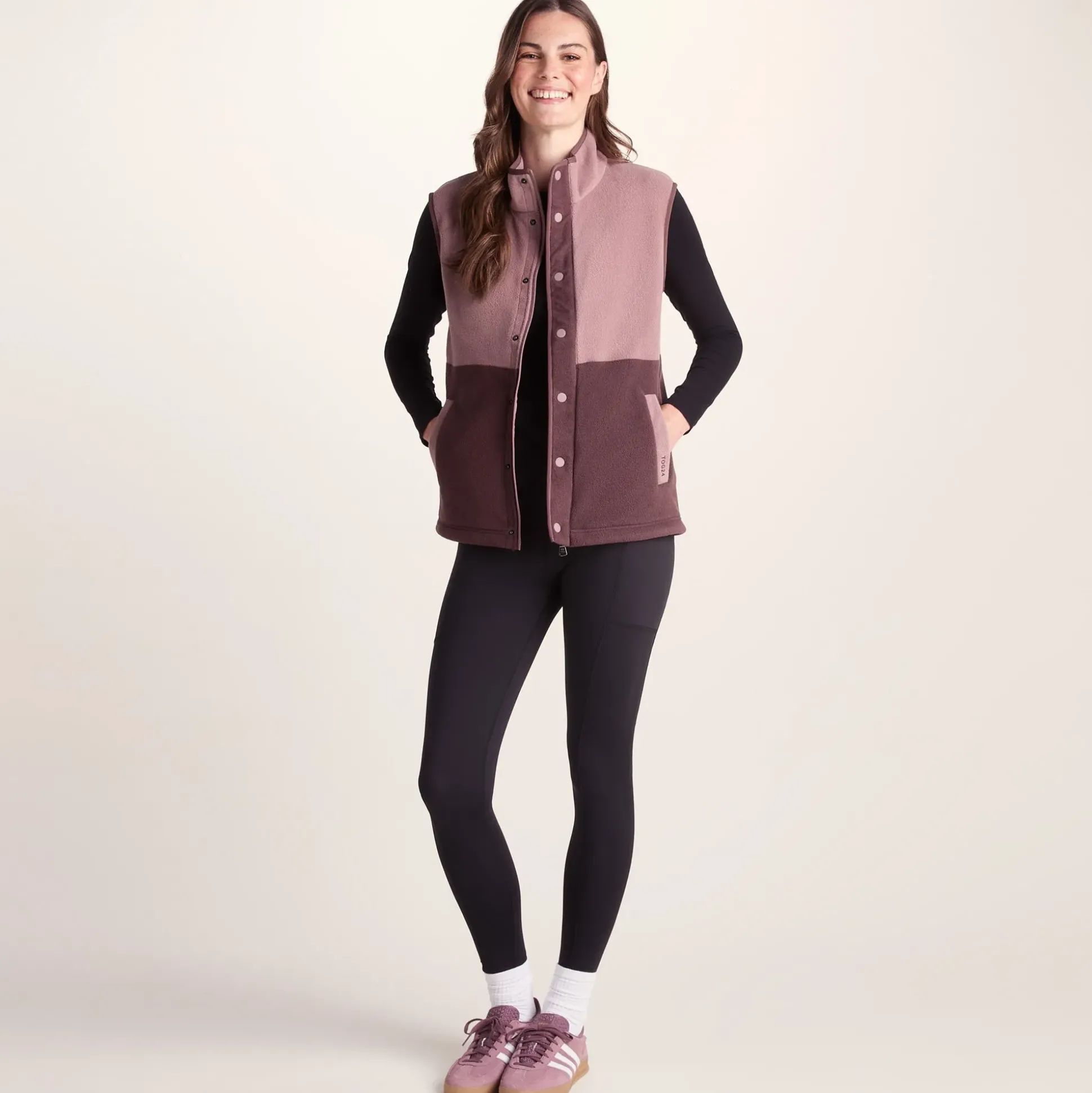 Tunston Womens Relaxed Fit Microfleece Gilet - Mauve/Dark Mauve