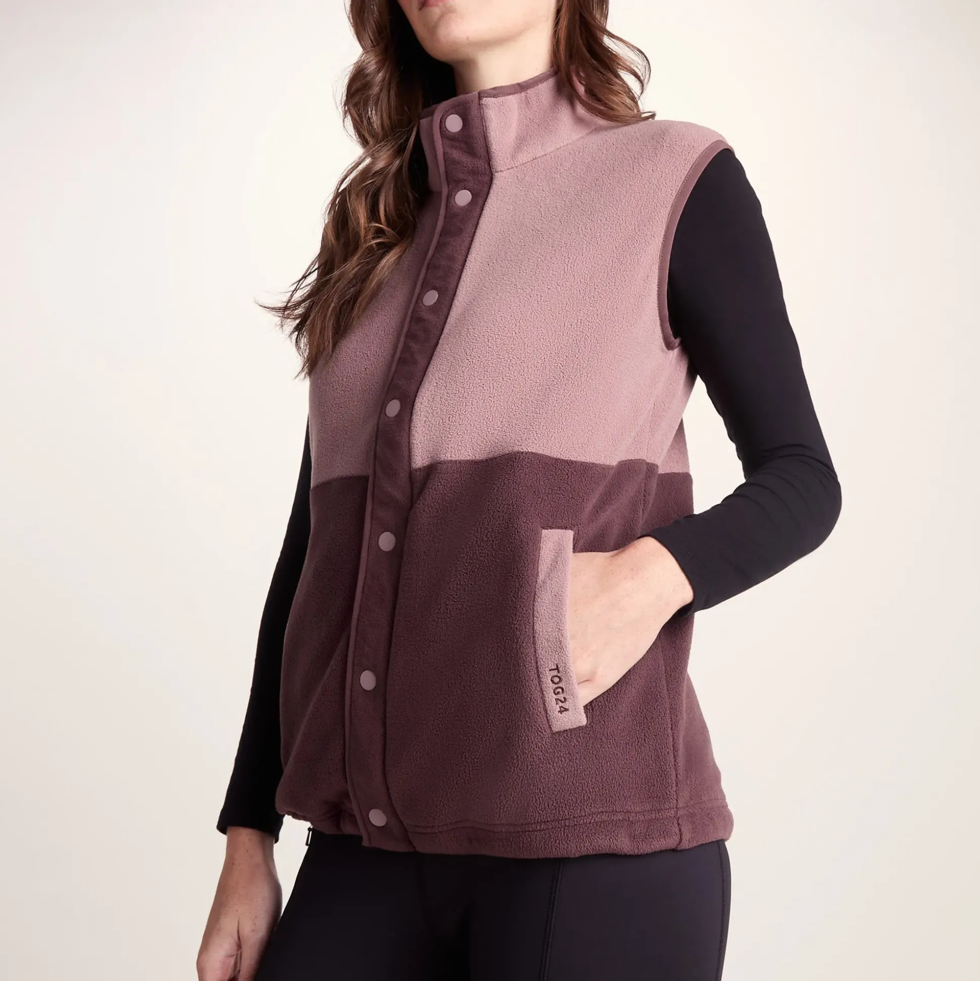 Tunston Womens Relaxed Fit Microfleece Gilet - Mauve/Dark Mauve