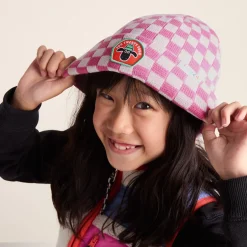 Uda Kids Shaun the Sheep Knit Hat - Pink White Checkerboard