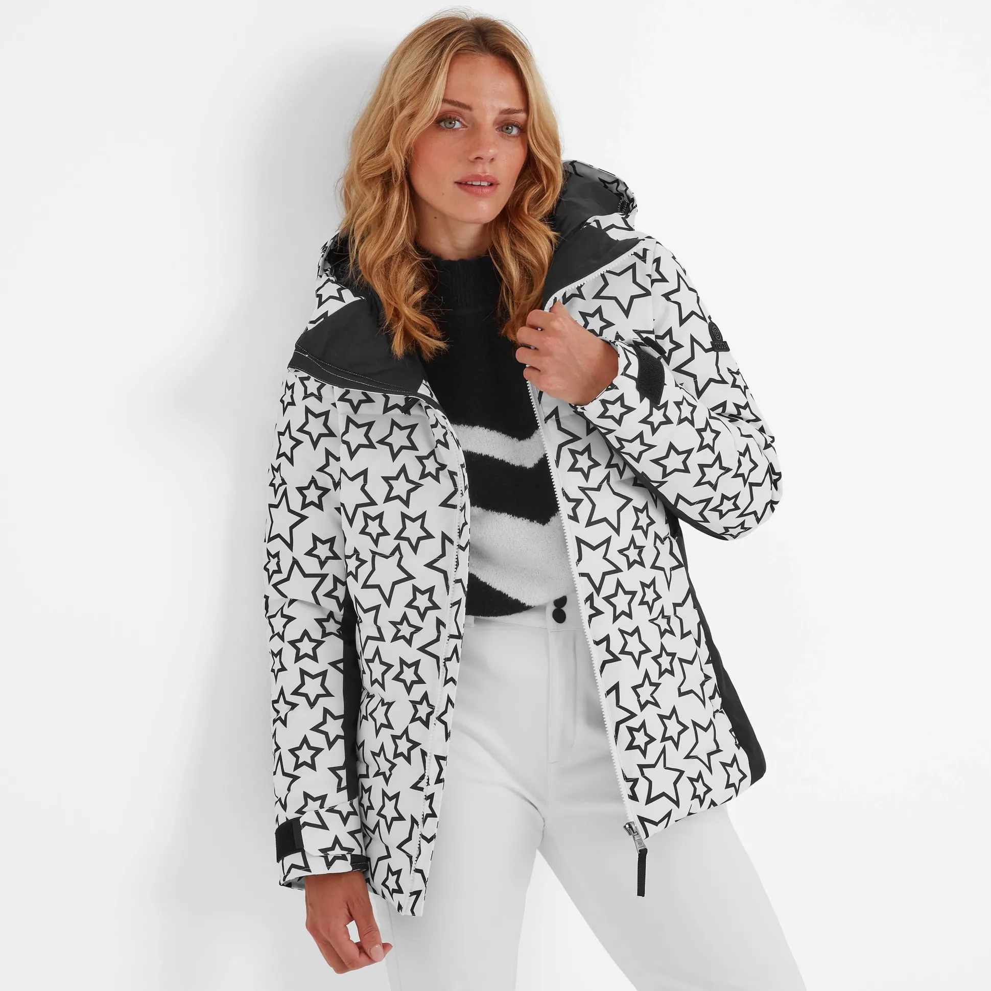 Vermont Womens Ski Jacket - Black/Optic White Outline Star
