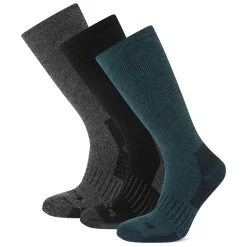 Villach 3 Pack Mens Trek Socks - Black/Racing Green/Dk Grey Marl