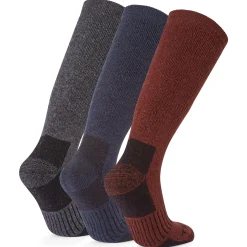 Villach 3 Pack Mens Trek Socks - Dark Grey Marl/Port/Dark Indigo