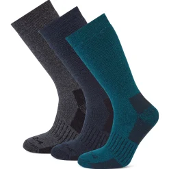 Villach 3 Pack Mens Trek Socks - Dark Grey Marl/Lagoon Blue/Dark Indigo