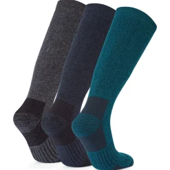 Villach 3 Pack Mens Trek Socks - Dark Grey Marl/Lagoon Blue/Dark Indigo