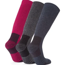 Villach 3 Pack Womens Trek Socks - Dark Grey Marl/Cerise/Dark Indigo