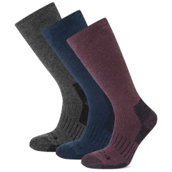 Villach 3 Pack Womens Trek Socks - Dk Indigo/Dk Mauve/Dk Grey Marl