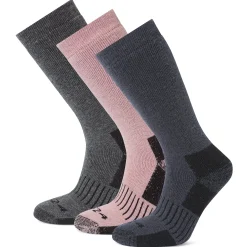 Villach 3 Pack Womens Trek Socks - Dark Grey Marl/Faded Pink/Washed Blue
