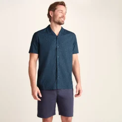 Wallsend Mens Short Sleeve 100% Cotton Supersoft Shirt - Deep Teal Print
